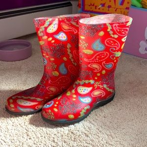 Sloggers Red Paisley Rain Boots